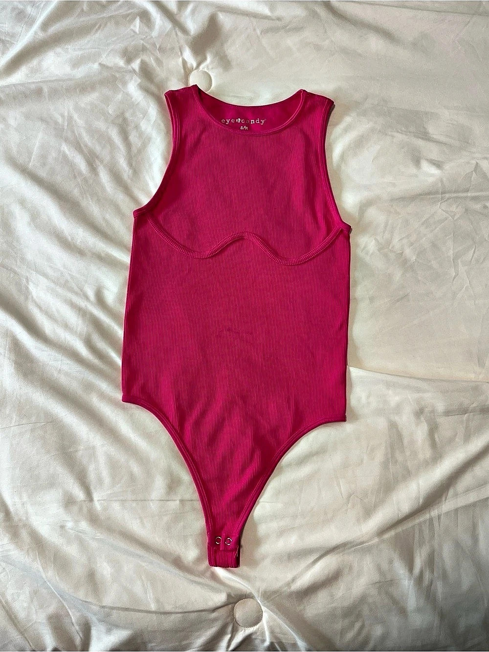 eyecandy Ribbed Bodysuit in Pink Size Small/Medium *see pic for small discolorat